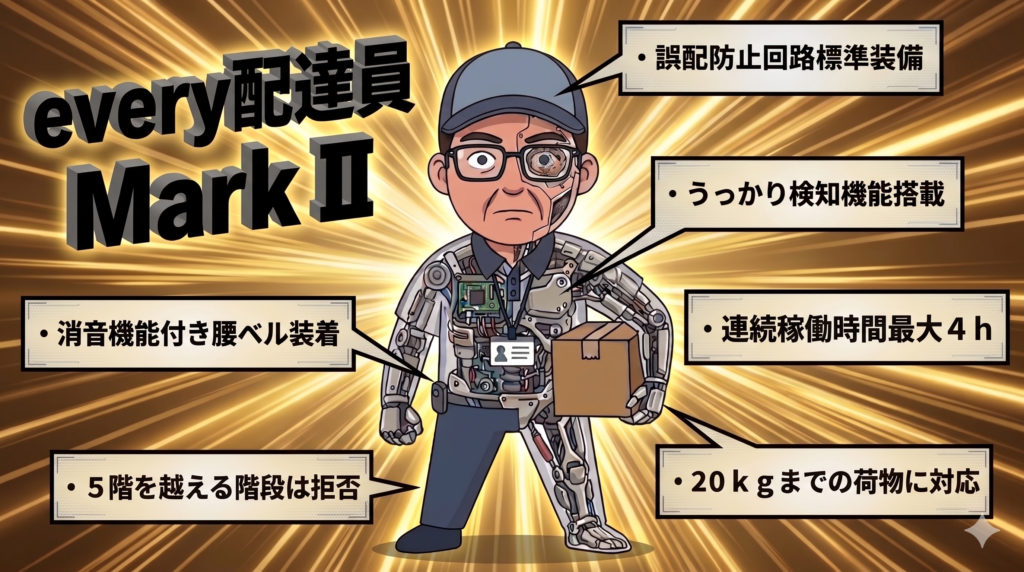 新しい機能が満載のevery配達員MarkⅡ