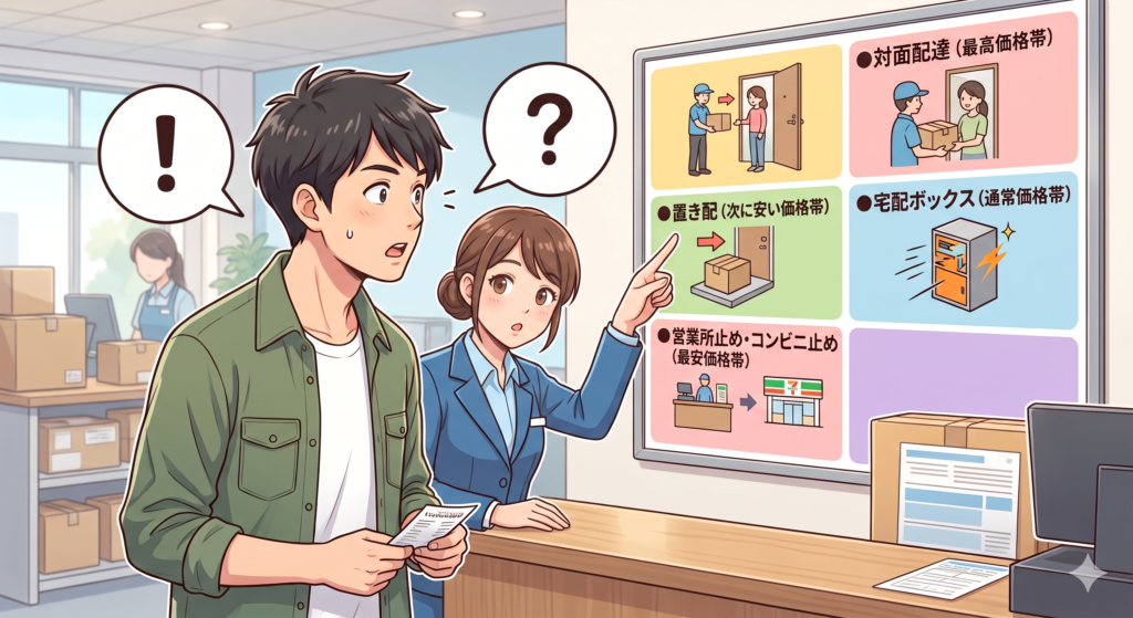 営業所窓口で案内される4つの配達グレード