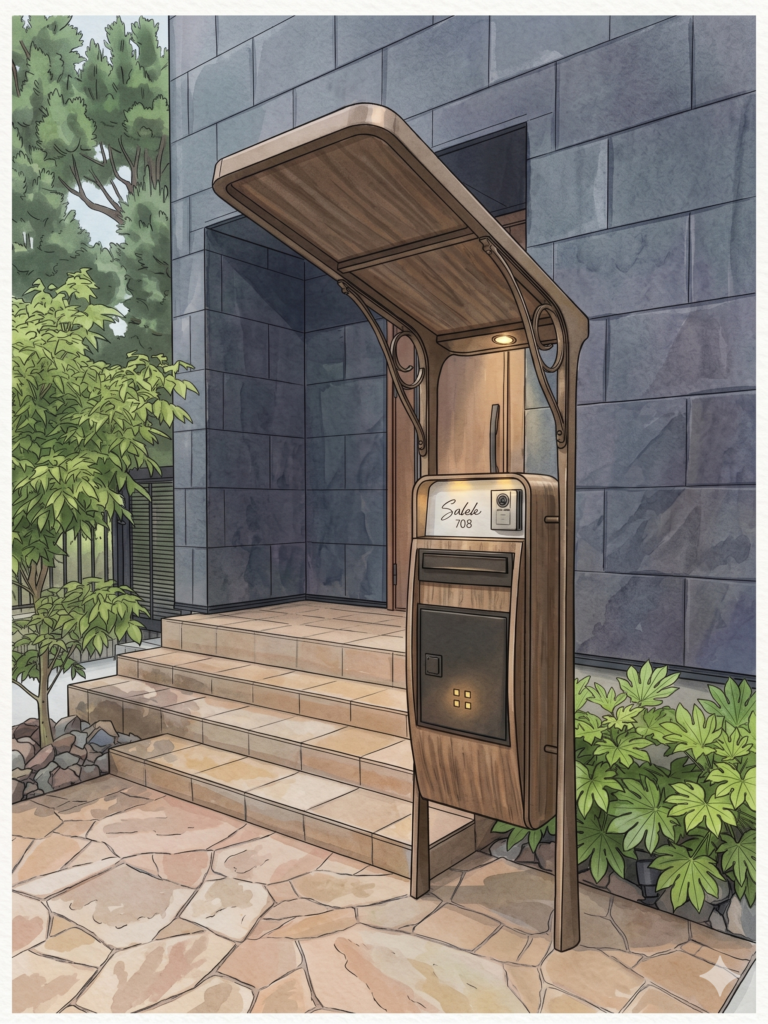 屋根付きの機能門柱