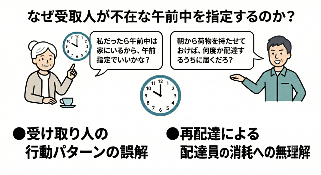 なぜ受取人が不在の午前中を指定するのか？